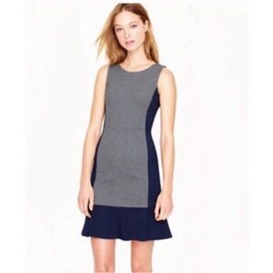 J. Crew Two-Tone Colorblock Mini Dress in Gray and Navy size 2